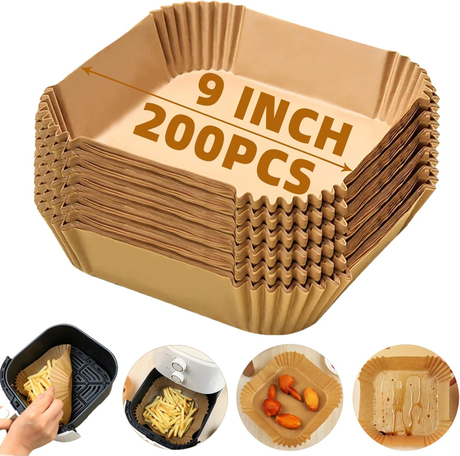 Wholesale Air Fryer Paper Liner 9*9 Inch with Food Grade Silicone Coated